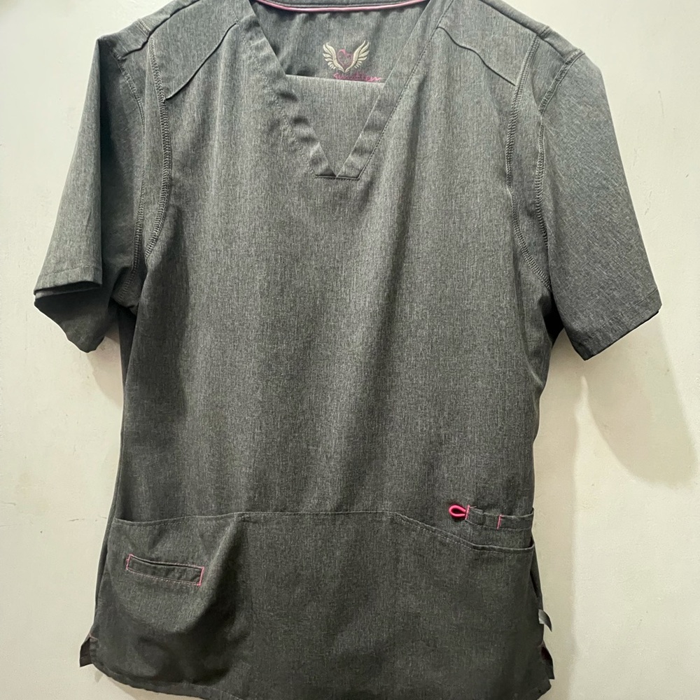 Gray Smitten Scrub Set